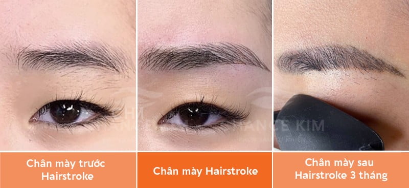 Chân mày hairstroke bị loang sợi do chuyên viên tay nghề kém sẽ khiến phái đẹp phải tốn thời gian đi hút mực