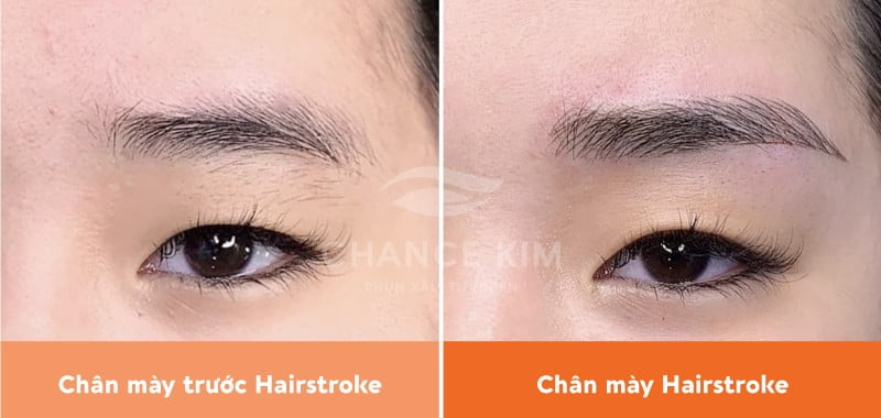 Chân mày trước và sau hairstroke