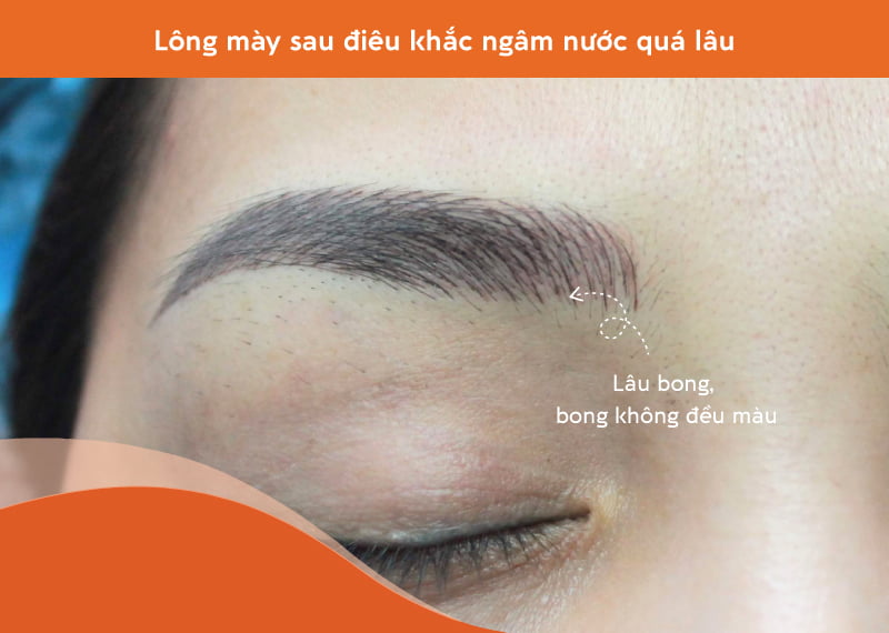 Lông mày sau điêu khắc ngâm nước quá lâu