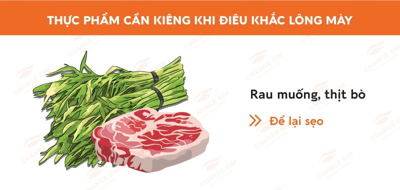 Mới điêu khắc lông mày nên kiêng gì? Thịt bò và rau muống thuộc nhóm thực phẩm dễ gây sẹo lồi và cần kiêng tối thiểu 1 tuần sau khi thực hiện điêu khắc