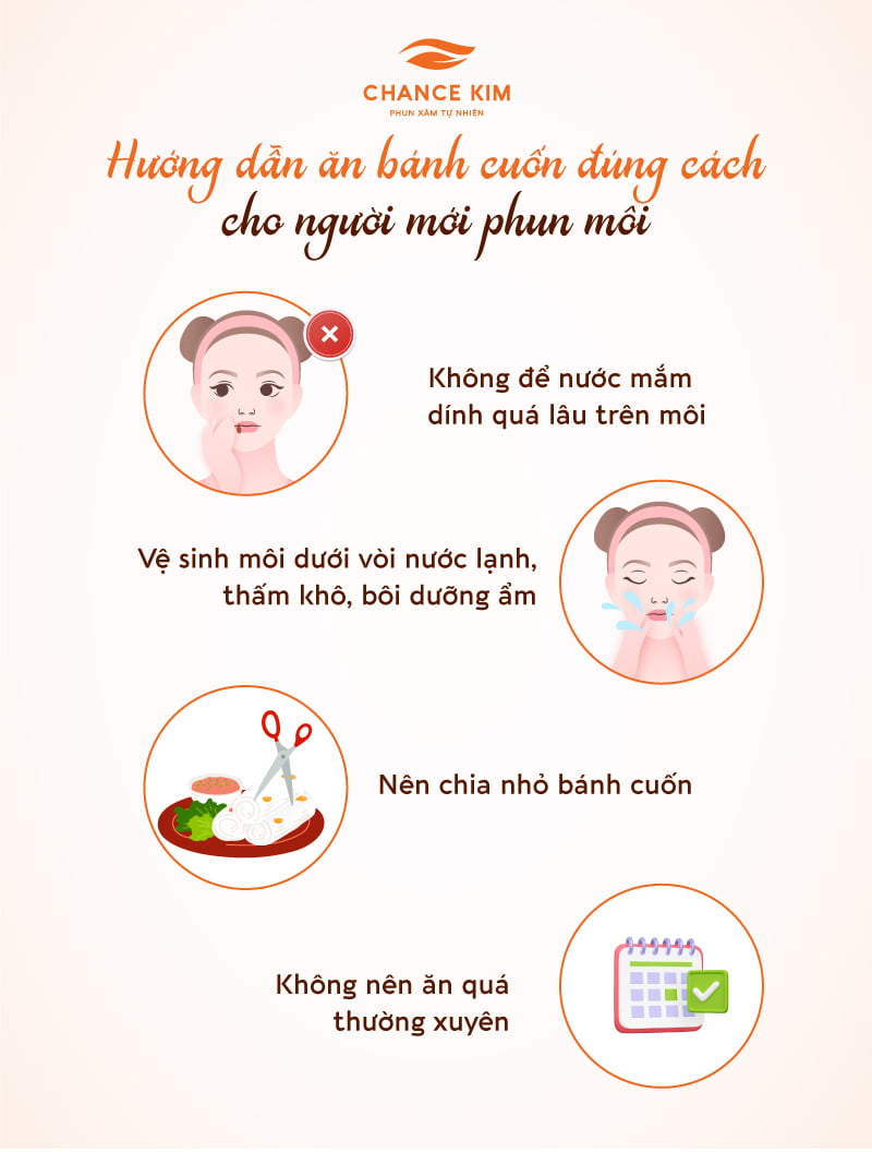 Hướng dẫn ăn bánh cuốn đúng cách cho người phun môi